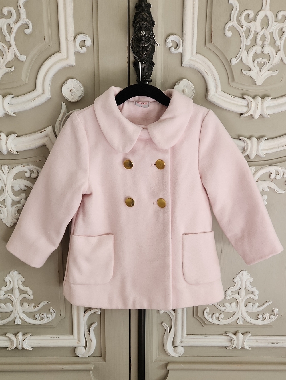 Sprout Girls' Pink Double-Breasted Wool-Blend Coat Size 2